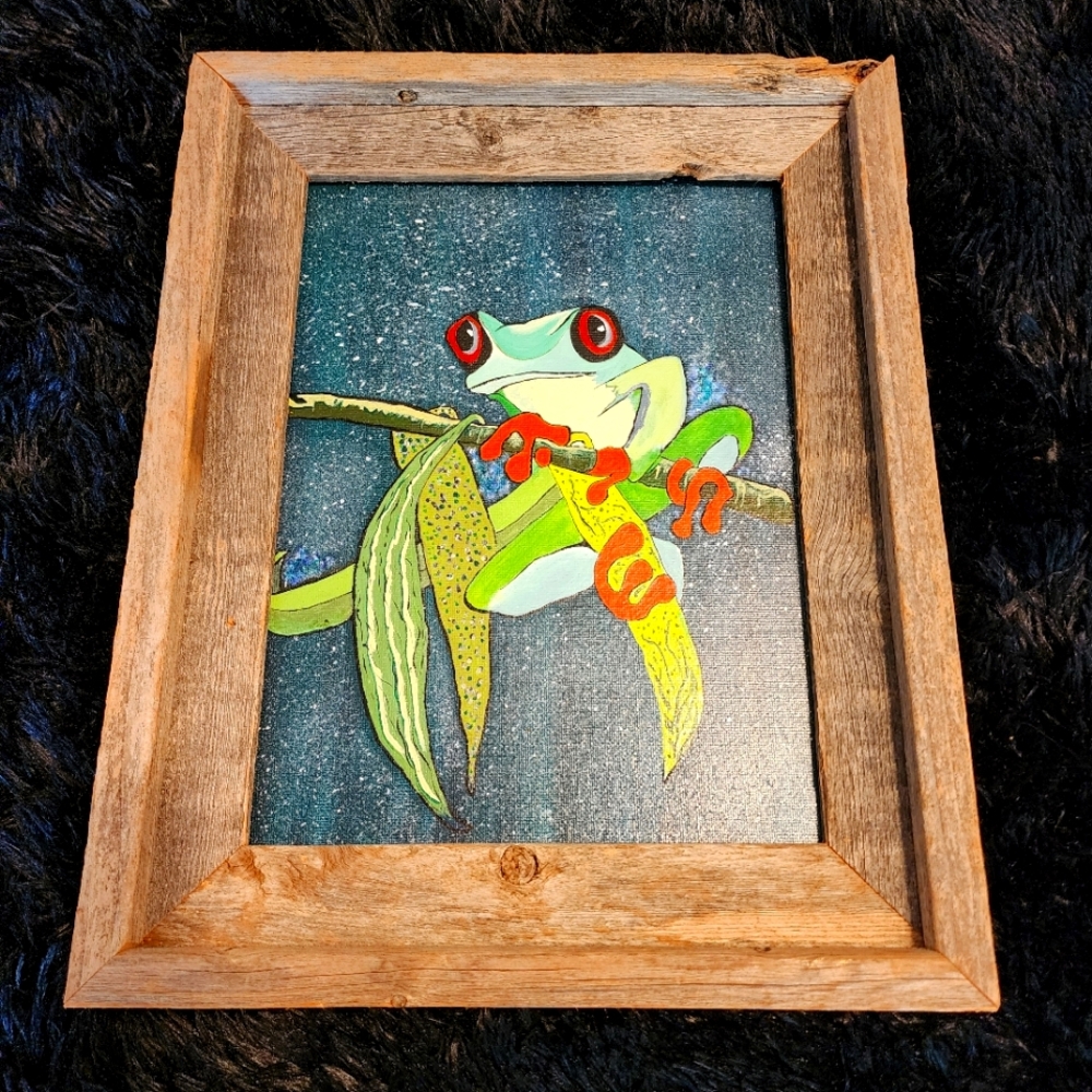$5 If Bundled. Frog framed canvas
